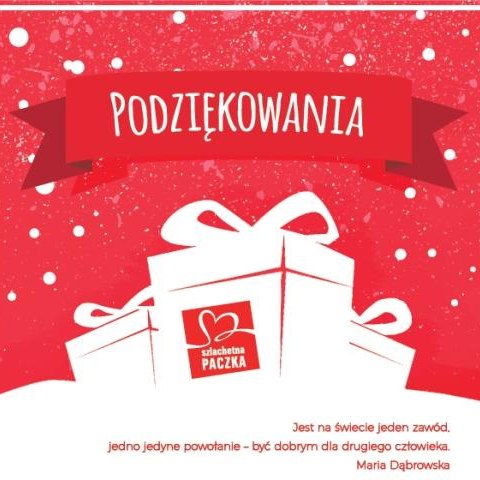 SZLACHETNA PACZKA -Podziękowanie